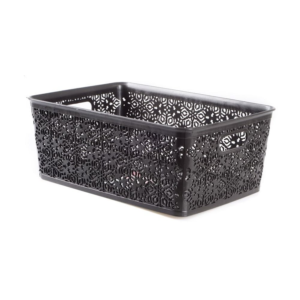 Кошик для зберігання без кришки Violet House 0504 Ажур Dark Grey, 14.5*25.5*37 см, 14 л (0504 4 Ажур DARK GREY б/кр. 14 л)